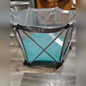 Teal and Gray Foldable Playpen